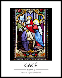 Cliquez pour agrandir Vitrail coloré de l'église Saint-Pierre de Gacé