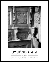 Cliquez pour agrandir Photo noir et blanc, détails de bois sculpté des stalles de l'église