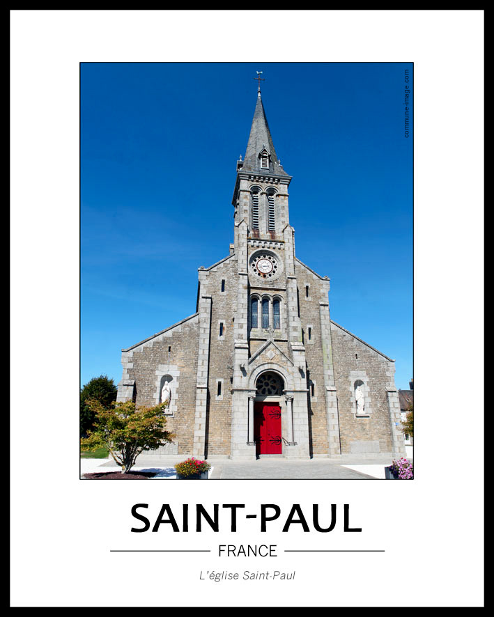 fa�ade de l'�glise, grise, sous un ciel parfaitement bleu. On note un d�tail de couleur, le rouge du portail principal