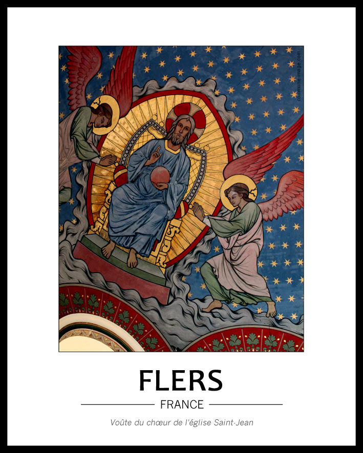 Cliquez pour agrandir extrait du ciel étoilé du choeur, Jésus (je suppose) sur son trone doré et entouré de deux anges