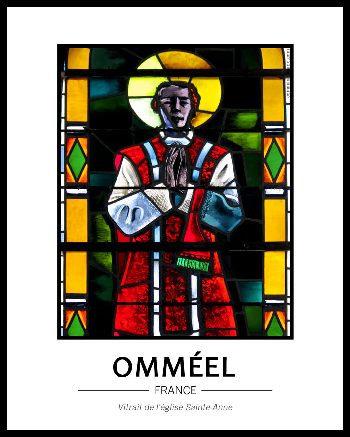 Vitrail de l��glise Sainte-Anne d�Omm�el, sign� Paul Bony, dat� de 1946