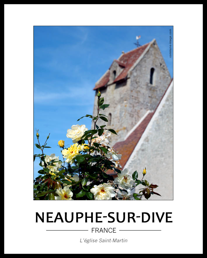 aper�u de l'�glise, avec en premier plan un rosier jaune