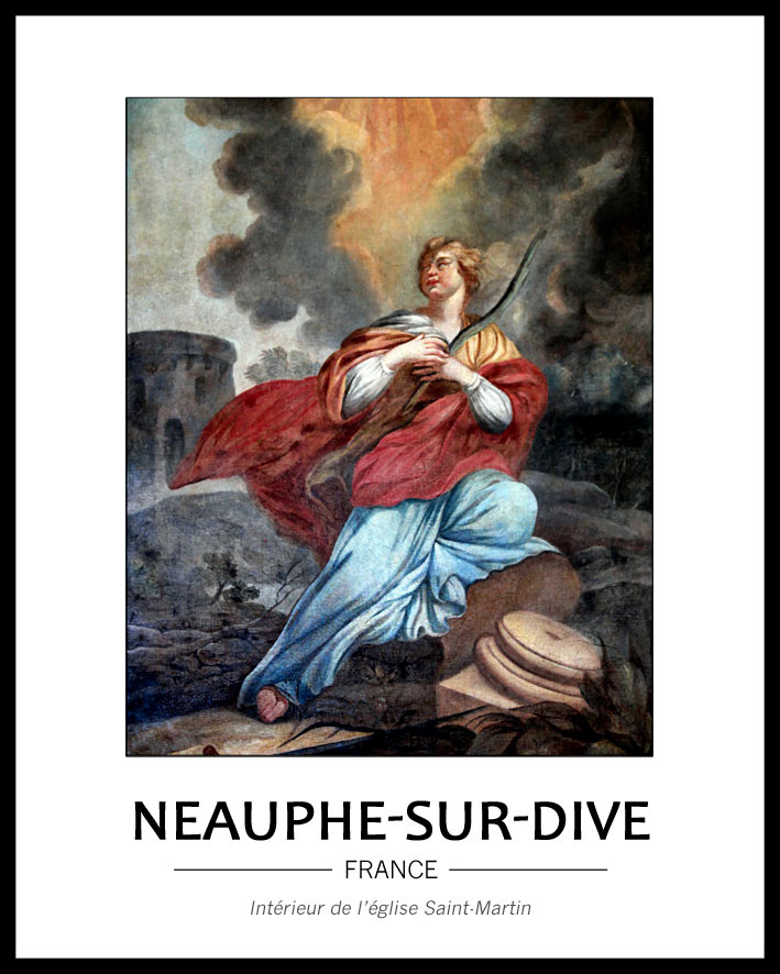 huile sur toile repr�sentant sainte Barbe, 4e quart 18e si�cle