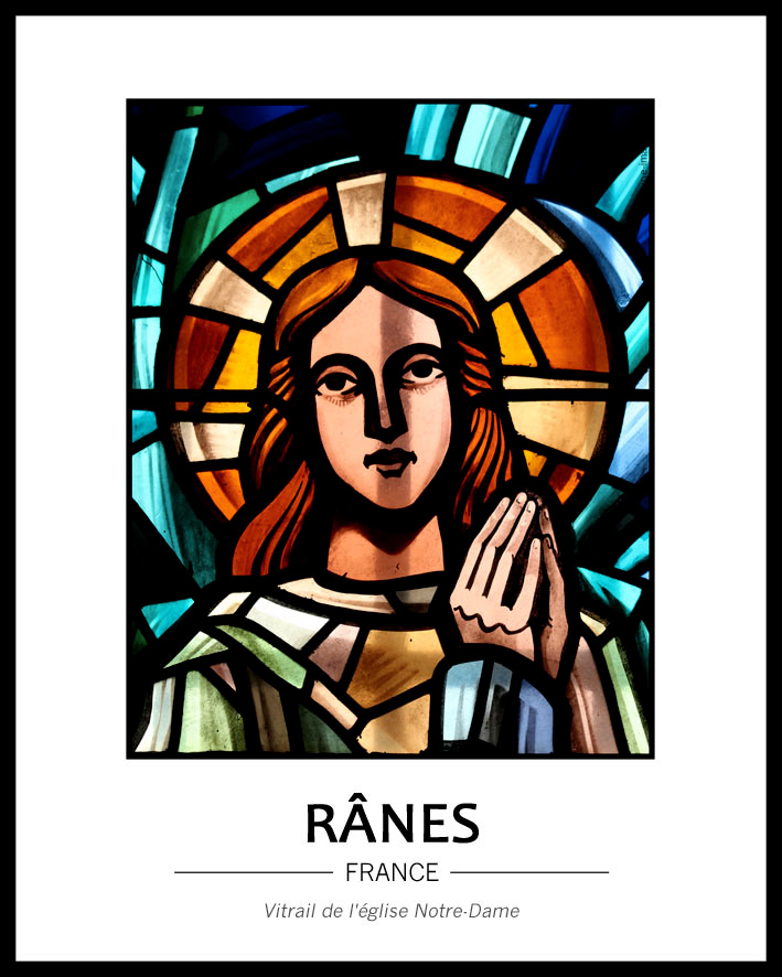 Cliquez pour agrandir Détail du vitrail de Sainte-Rosalie, don de la paroisse