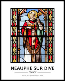 Cliquez pour agrandir vitrail représentant saint Latuin, don du village de Médavy