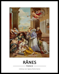 huile sur toile � l'int�rieur de l'�glise repr�sentant probablement saint Charles Borrom�e donnant la communion aux malades de la peste, � Milan, lors de l��pid�mie de 1576
