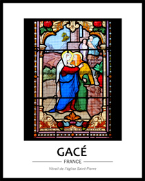 Cliquez pour agrandir Vitrail représentant la scène de la visitation