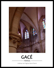 Cliquez pour agrandir Chapiteaux, voûtes et vitraux de l'église de Gacé